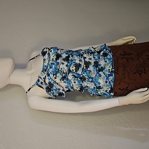 3/$30 Whbm 1990s Fairycore Floral Layered Spaghetti Strap Chiffon Slip Top - Picture 5 of 8